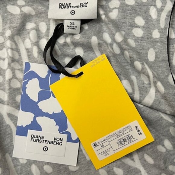 Diane Von Furstenberg Target Black White Midi Wrap Dress Sea Spots Size XS - Picture 6 of 6